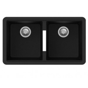 Aqu Matte Black Double Bowls Carysil Granite Stone Undermount Kitchen Sink